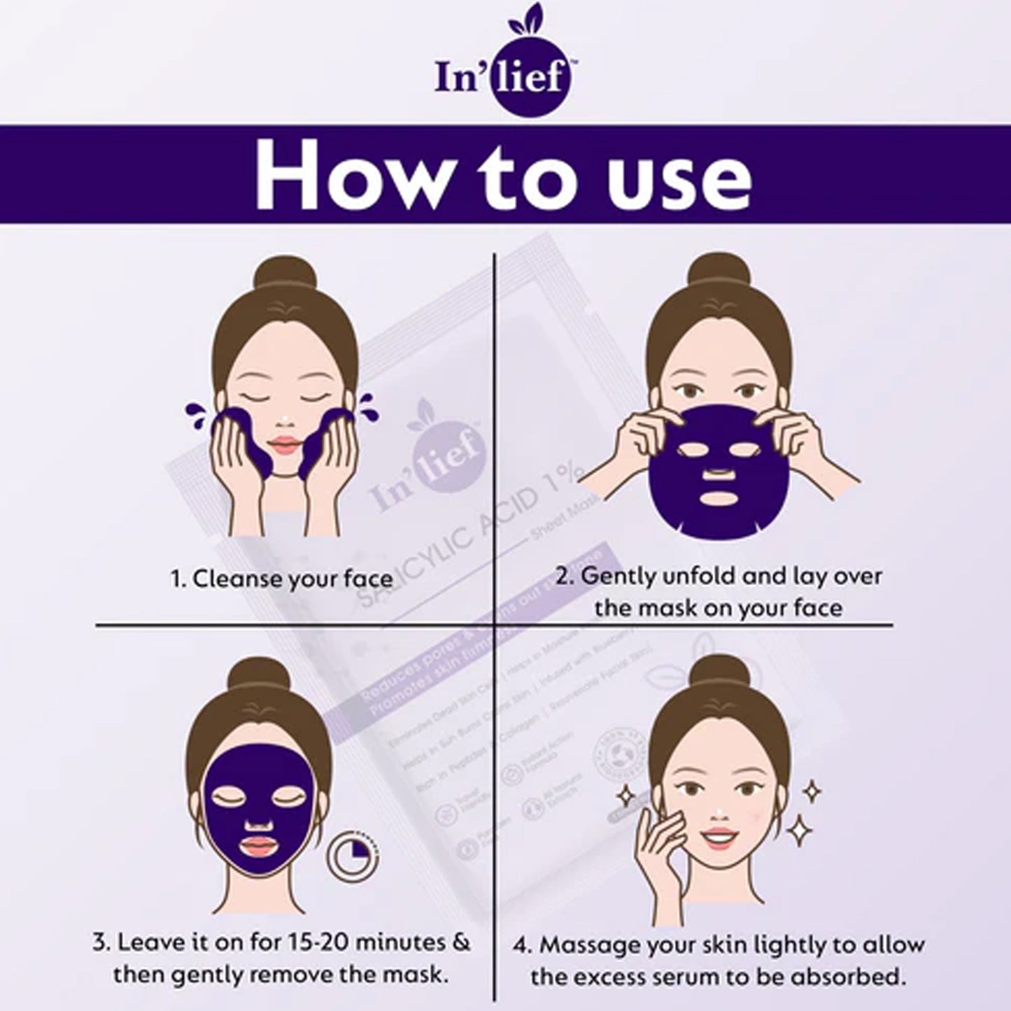 In'lief Hydrating & Brightening Sheet Face Mask (1 Pc, Assorted)