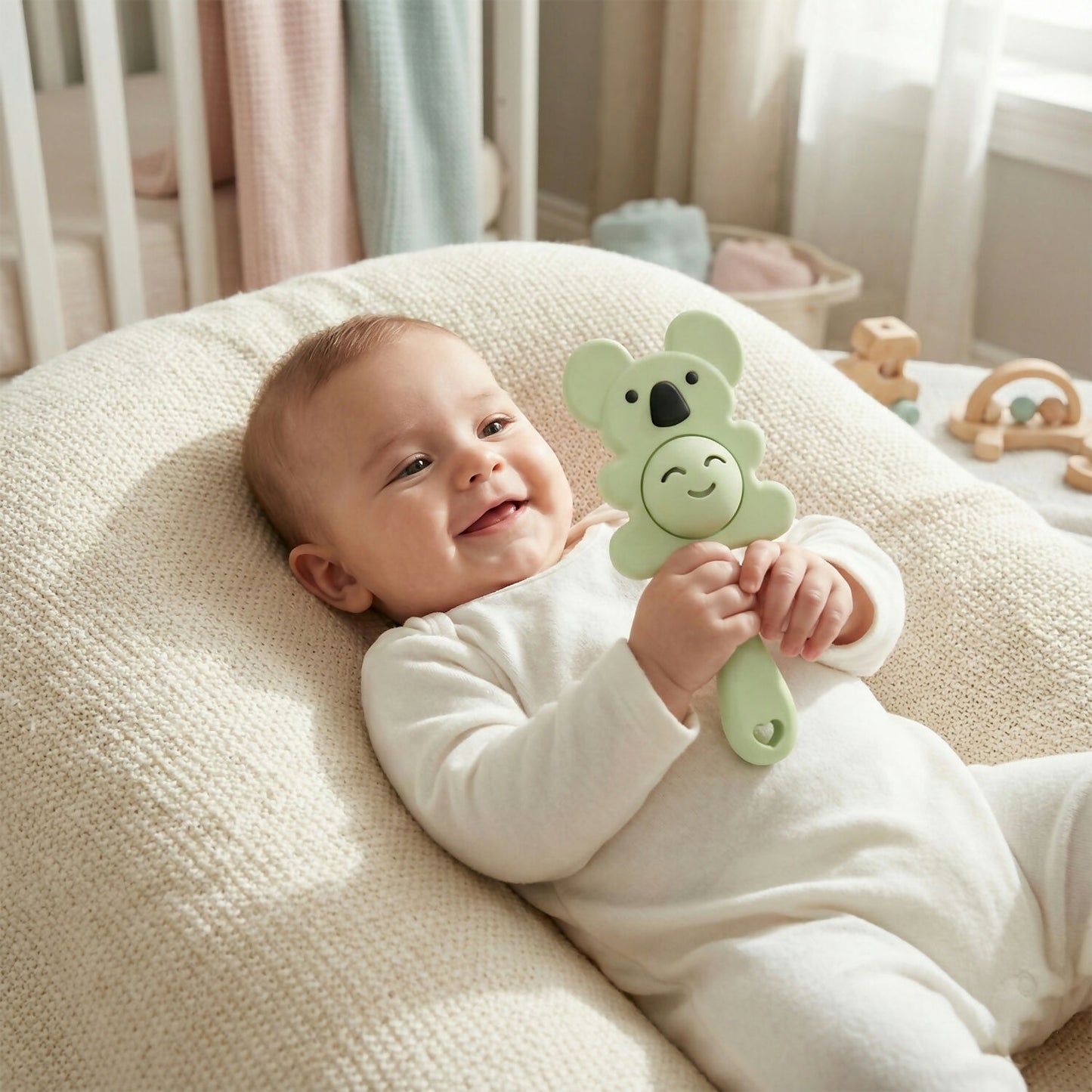 Koala Baby Rattle Toy for Newborns with Gentle Sound and Easy-to-Hold Comfort Grip