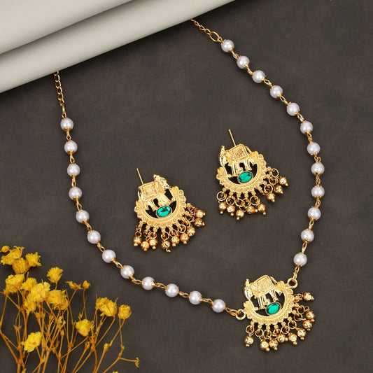 Brilliant Gold-Tone Crystal Floral Drop Necklace Set