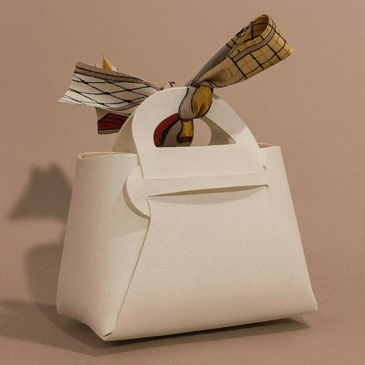 Premium Mini Gift Bag with Handle and Decorative Scarf Tie | Luxury Paper Gift Bag for Jewelry, Candles, Perfumes, Return Gifts, Wedding, Birthday, Anniversary | Reusable Elegant Party Favor Bag