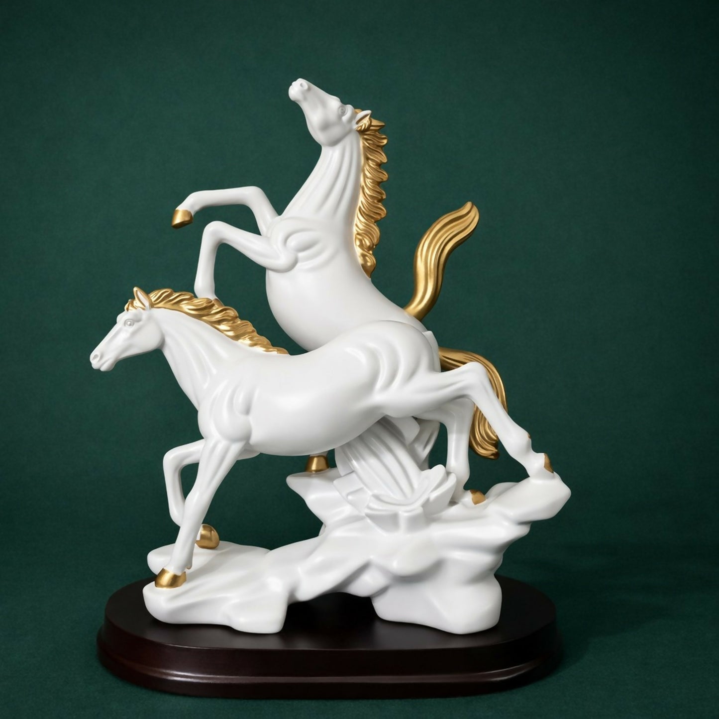 Running Horse Showpiece with Gold Accents for Home, Office & Living Room Decor