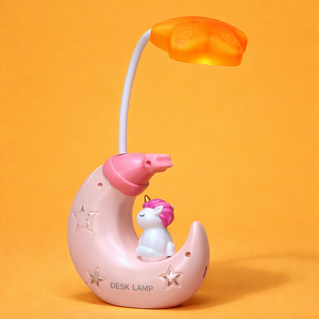 Unicorn Moon LED Desk Lamp with Pencil Sharpener for Kids Study Table