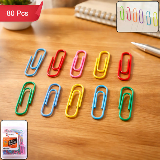 Multi-Color Vinyl Coated Metal Paper Clips Use for Office, School & Home (80 No’s)