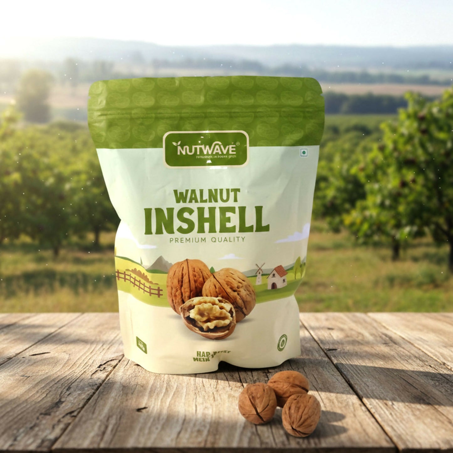 Nutwave Premium Walnut In-Shell, Whole Akhrot with Shell Protein Packed, Rich in Antioxidants (500Gm)