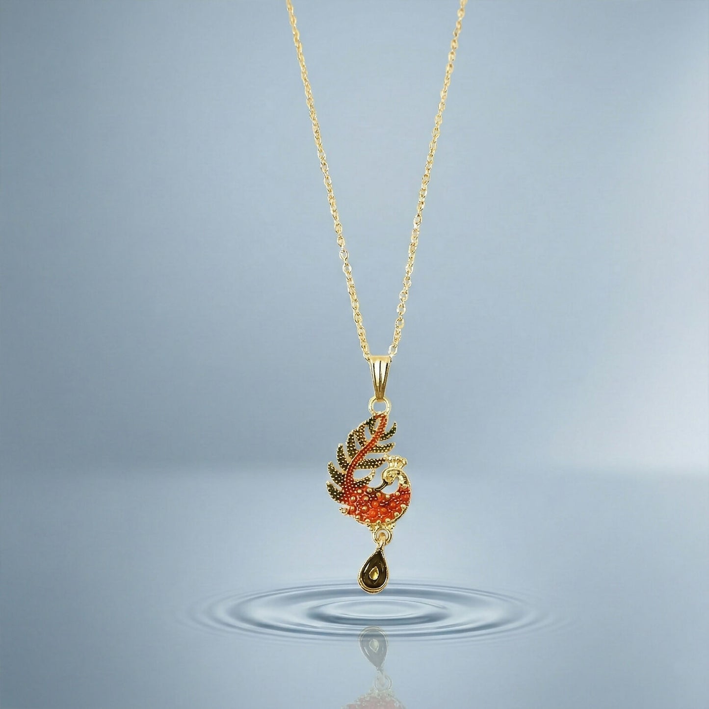Graceful Peacock Motif Pendant Necklace with Chain for Women