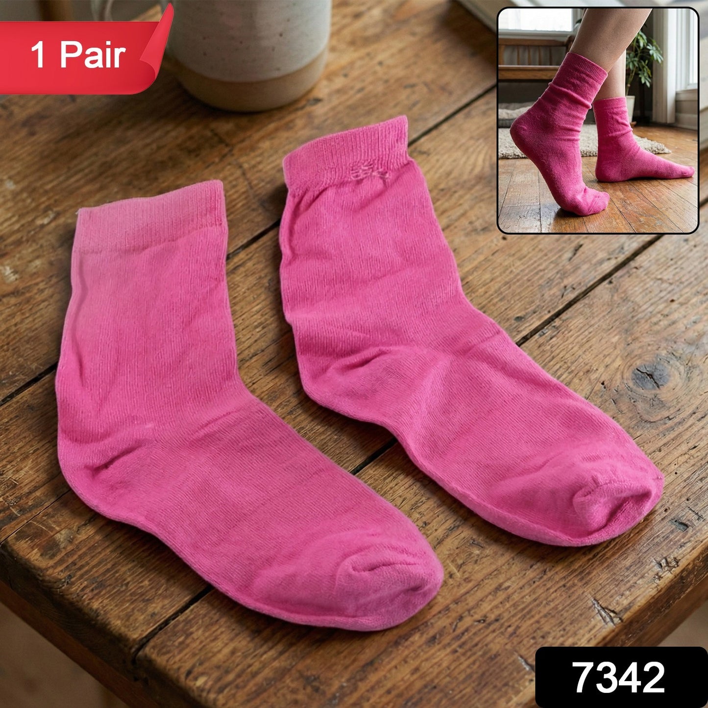 Soft Cotton Pink Socks for Women (1 Set)