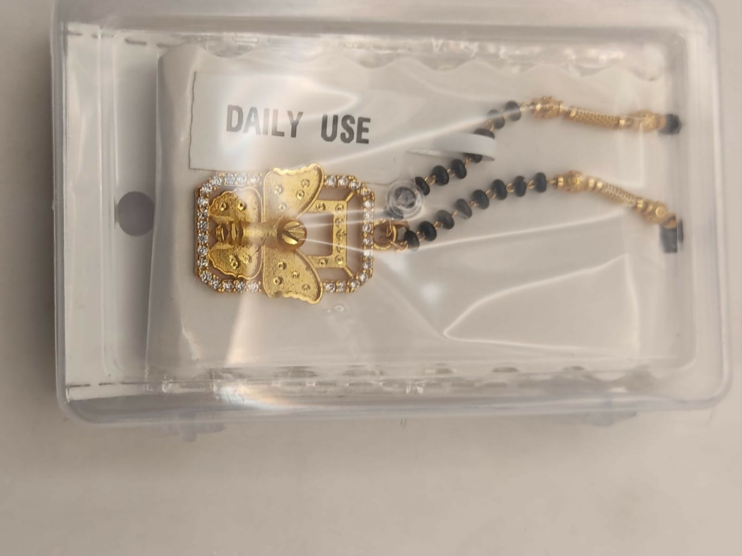 Gold pendant AD Heart Floral Mangal sutra Necklace with Accents For women