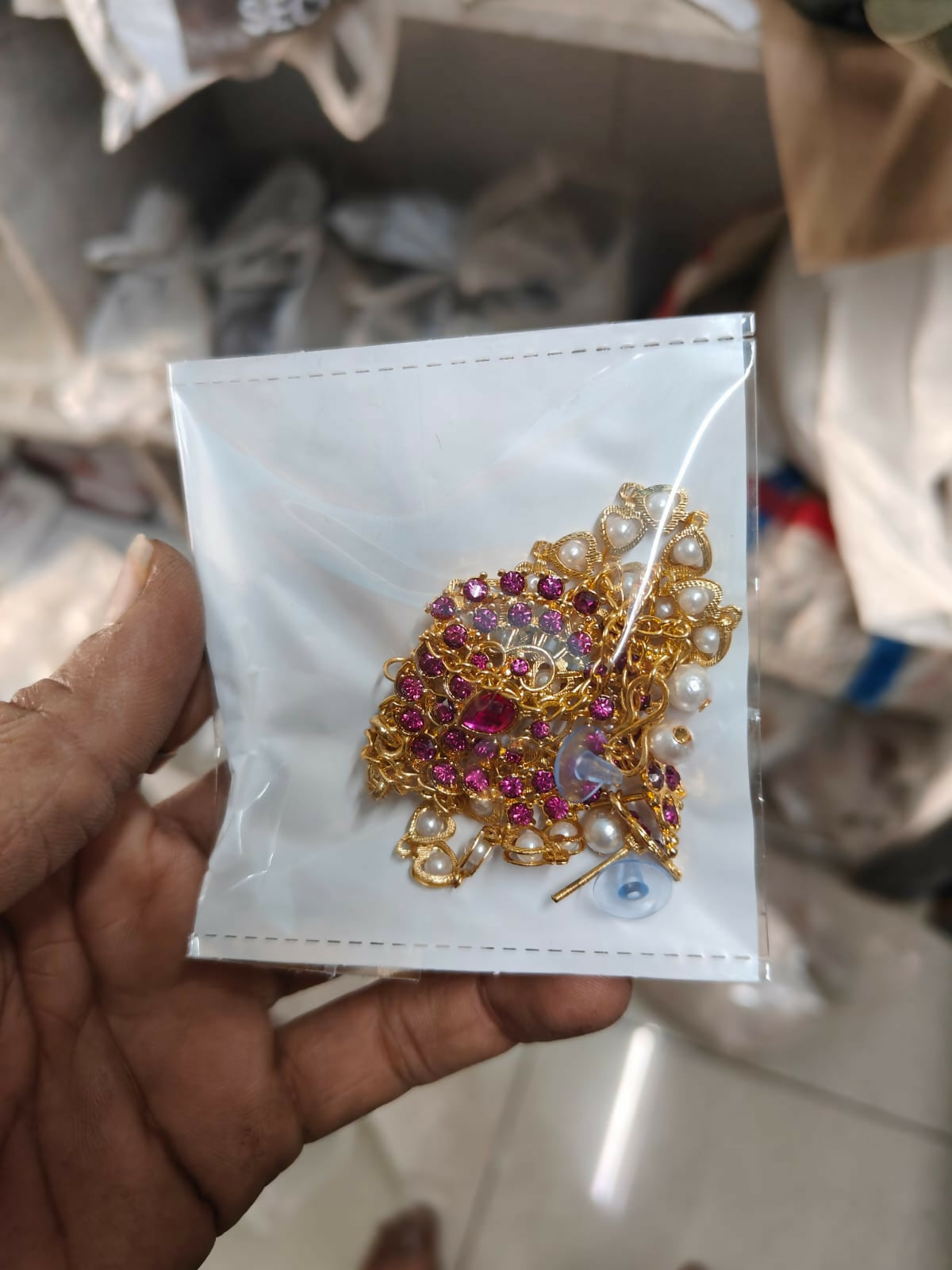 Romantic Gold Ruby Red Crystal Heart Choker Set