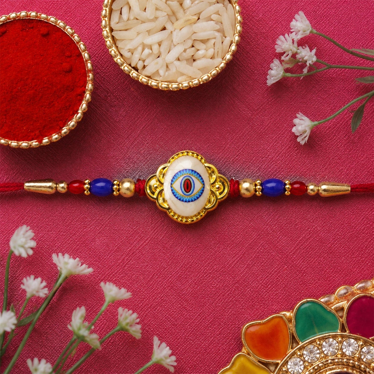 Evil Eye Motif Stone Studded Designer Rakhi for Brother (10pcs)