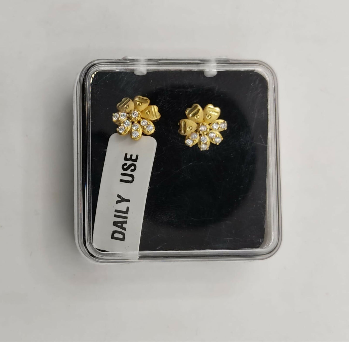 Gold Plated Flower Stud Earrings with AD for women and girls