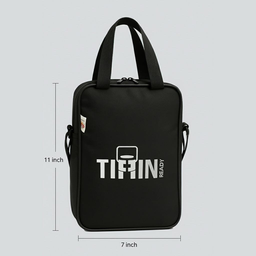 Tiffin Ready Premium Lunch Bag | Tiffin Carrier | Stylish Black Office, School & Travel Lunch Box Bag for Men & Women