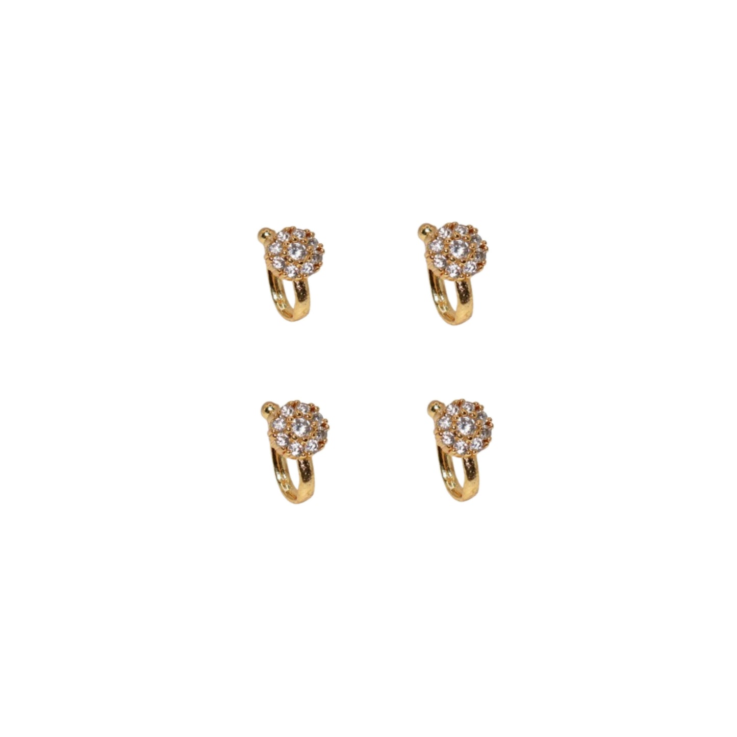 Semi-circular gold plated nose cuff featuring vibrant pink CZ stones in a traditional design.