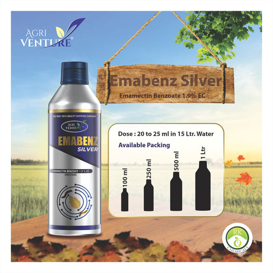 AgriVenture EMABENZ SILVER ( Emamectin Benzoate 1.9% EC ) Insecticide, Control All Types Of Worms And Caterpillars(500Gm,1000Gm)