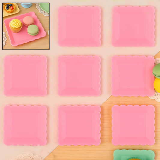 स्क्वायर प्लास्टिक डिनर प्लेट स्नैक्स / नाश्ता, रेस्तरां सर्विंग ट्रे होम स्कूल कॉफी होटल किचन ऑफिस (8 पीस सेट)