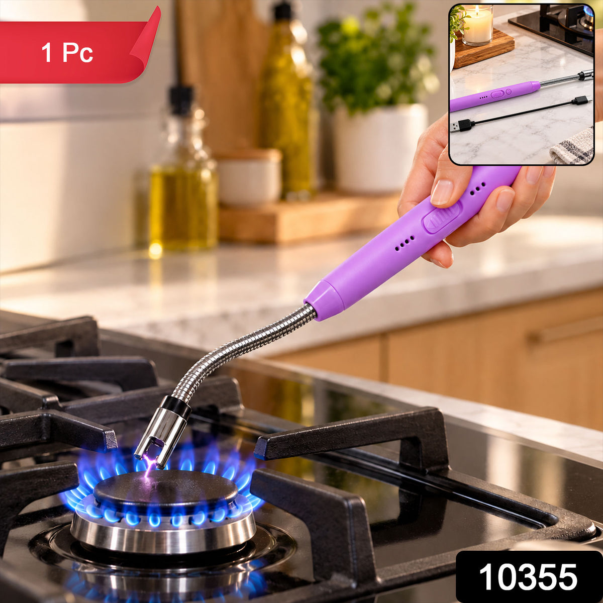 Electric Arc Lighter – USB Rechargeable with 360° Flexible Neck