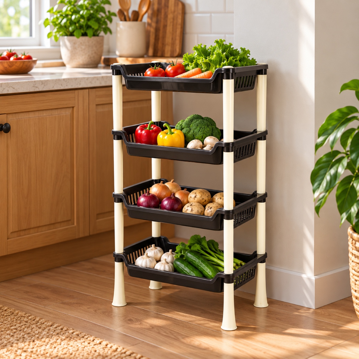 Plastic Storage Rack – 4-Layer Multi-Purpose Organizer — 10670_apex_4layer_small_stunner_rack showcase image