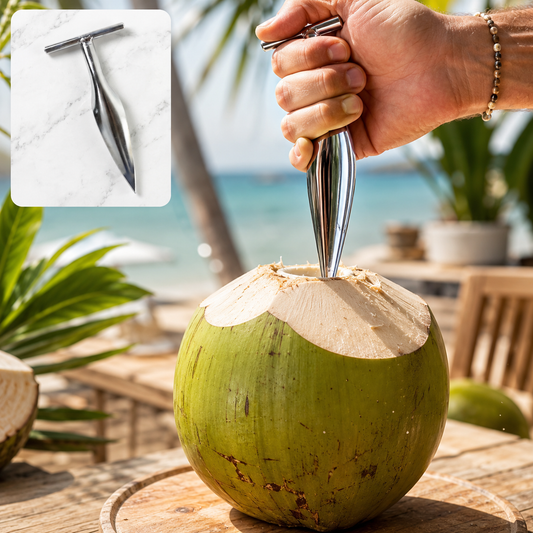 Coconut Breaker – Stainless Steel with Comfortable T-Handle Grip