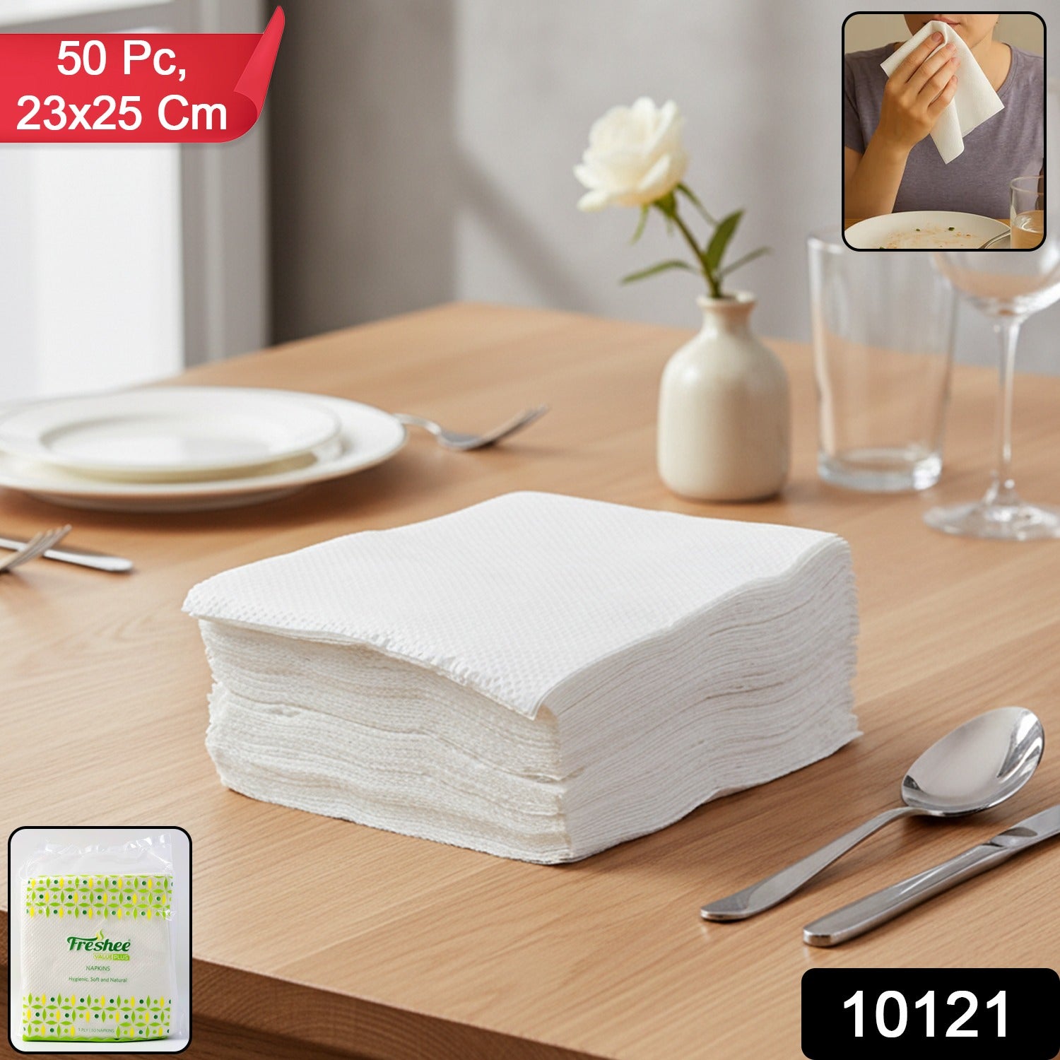 Freshee Premium Ultra-Soft Disposable Paper Napkins — 50 Pc (23 x 25 cm)