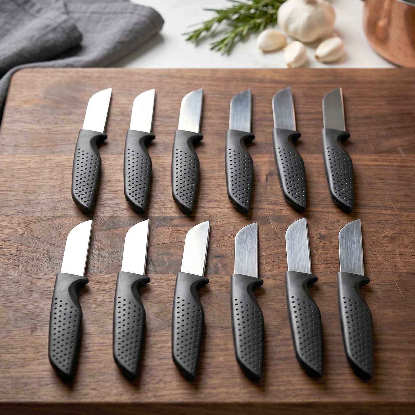 Stainless steel paring knives from the 12-piece set