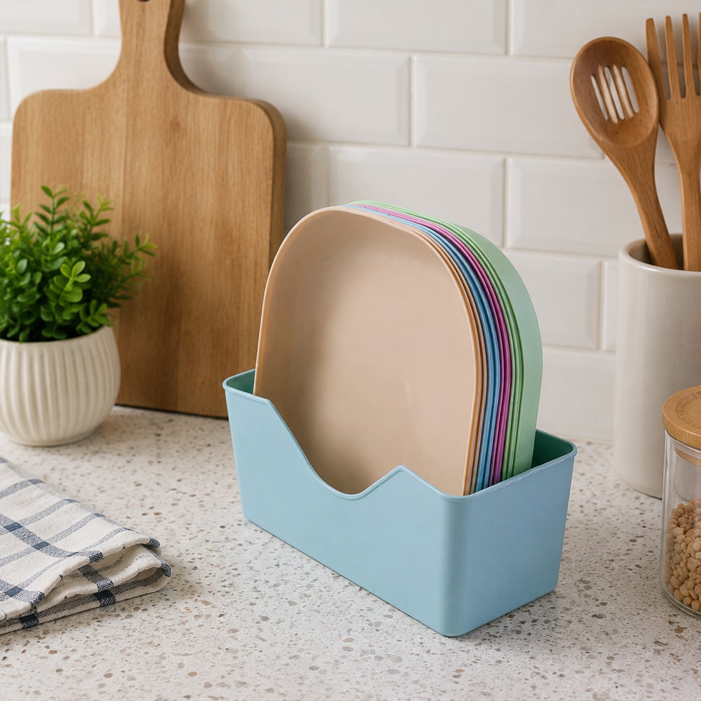 11-in-1 Multi-Compartment Plastic Snack Serving Plates Set