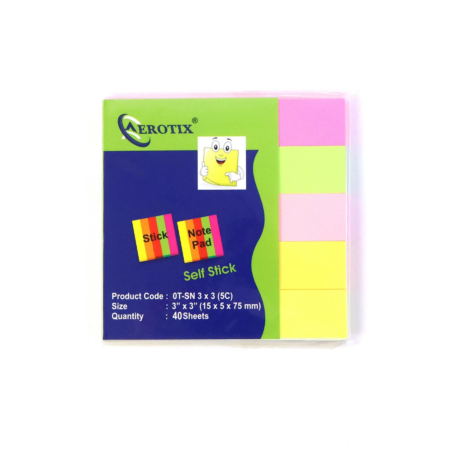 Self Sticky Notes Pad 5 Multicolour with Strong Adhesive (15×5×75mm,40 Sheets,6 Pack)