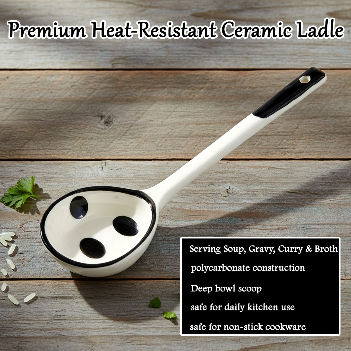 Premium 17 cm Heat-Resistant Ceramic Soup Ladle
