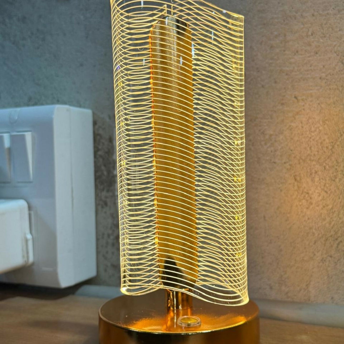 Luxury Wave Acrylic LED Table Lamp Golden for Bedroom & Living Room