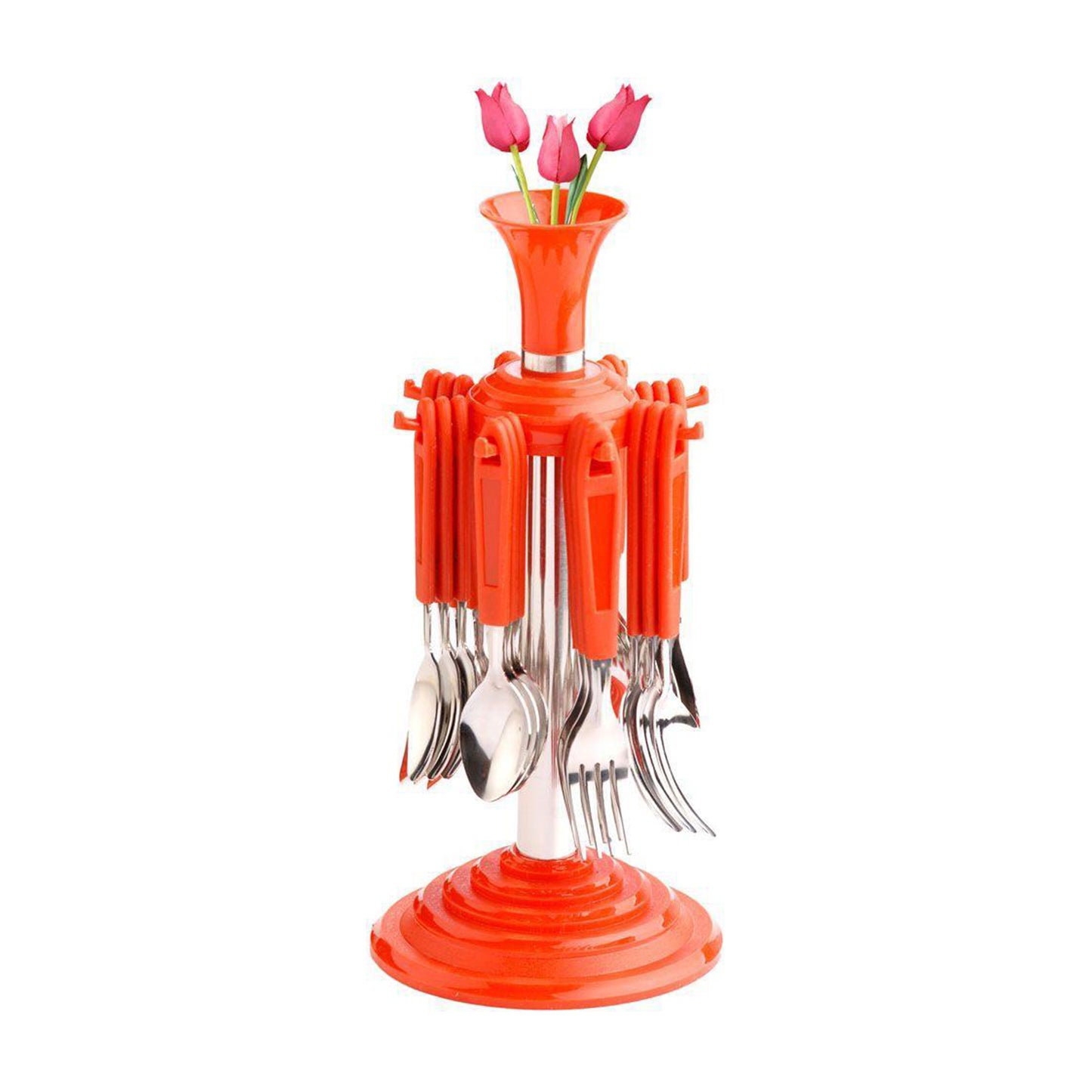 0104 ન્યૂ સ્ટાઇલિશ 24 પીસીએસ પ્લાસ્ટિક, સ્ટેનલેસ સ્ટીલ કટલરી સેટ (24નું પેક)