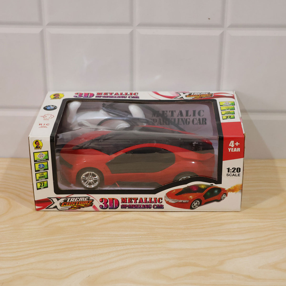 Rechargeable RC Sports Car Toy with 3D Sparkling LED Lights for Kids (1 Pc)