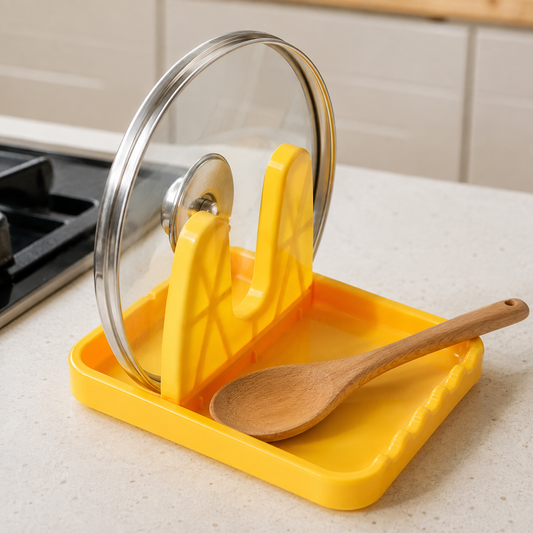 Kitchen Lid & Spoon Holder Stand – Compact & Heat-Resistant