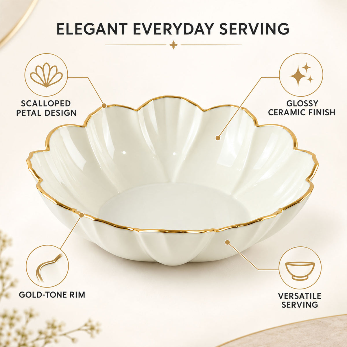 Lotus flower decorative serving tray, 16 by 5 Cm, product view 3