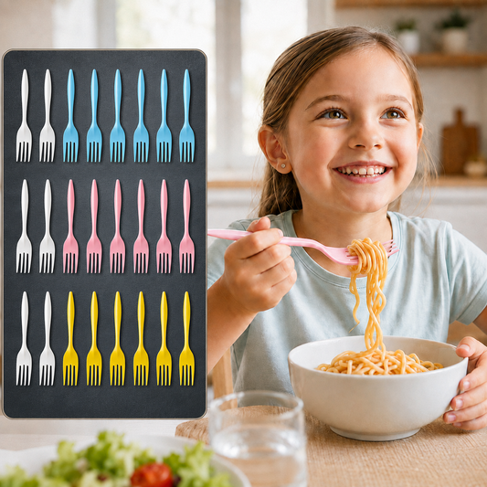 Plastic Fork 24 Pc Set Reusable Multicolour Dinner Forks Unbreakable (24 Pc Set)