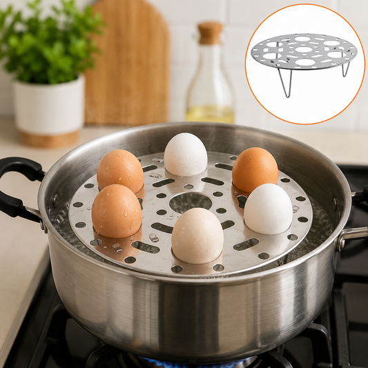Stainless Steel Round Egg Steamer Rack Folding Trivet Stand for Pot (1 Pc)