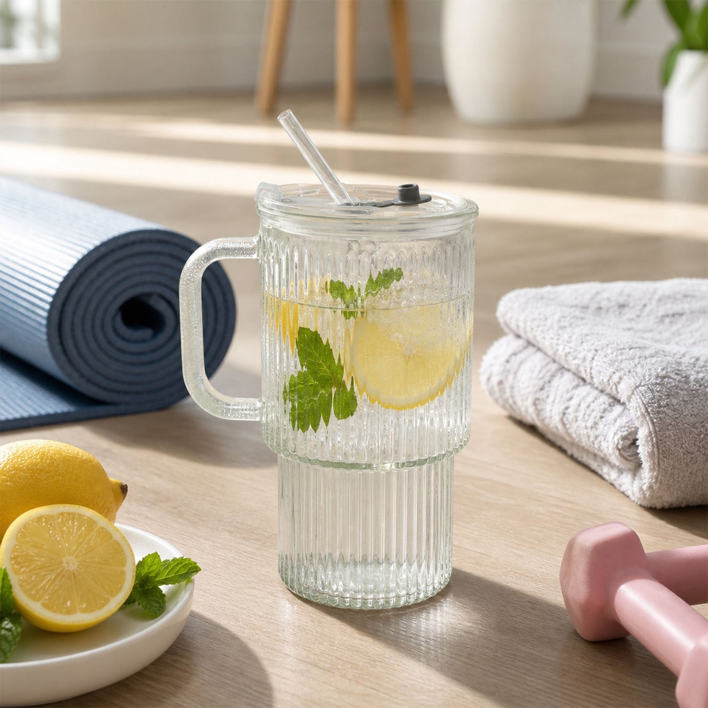 Glass tumbler drinking use