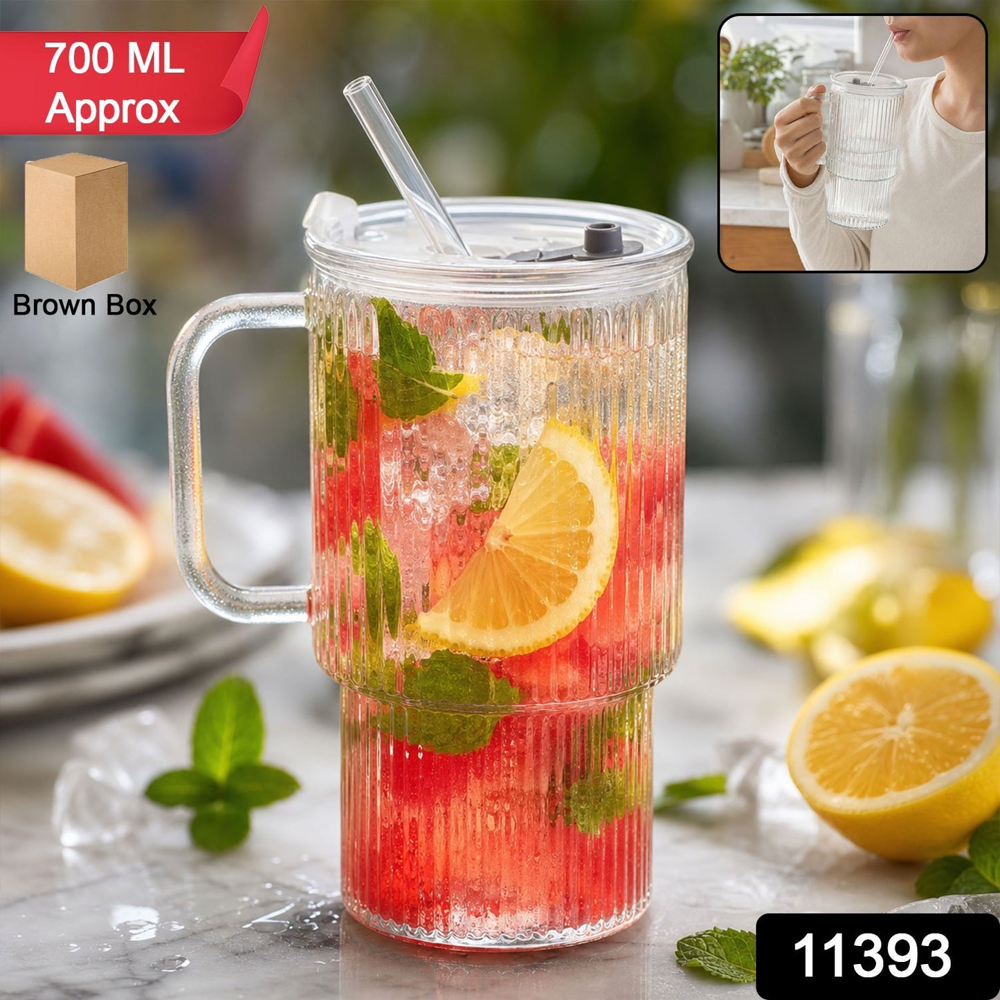 Glass tumbler straw pack