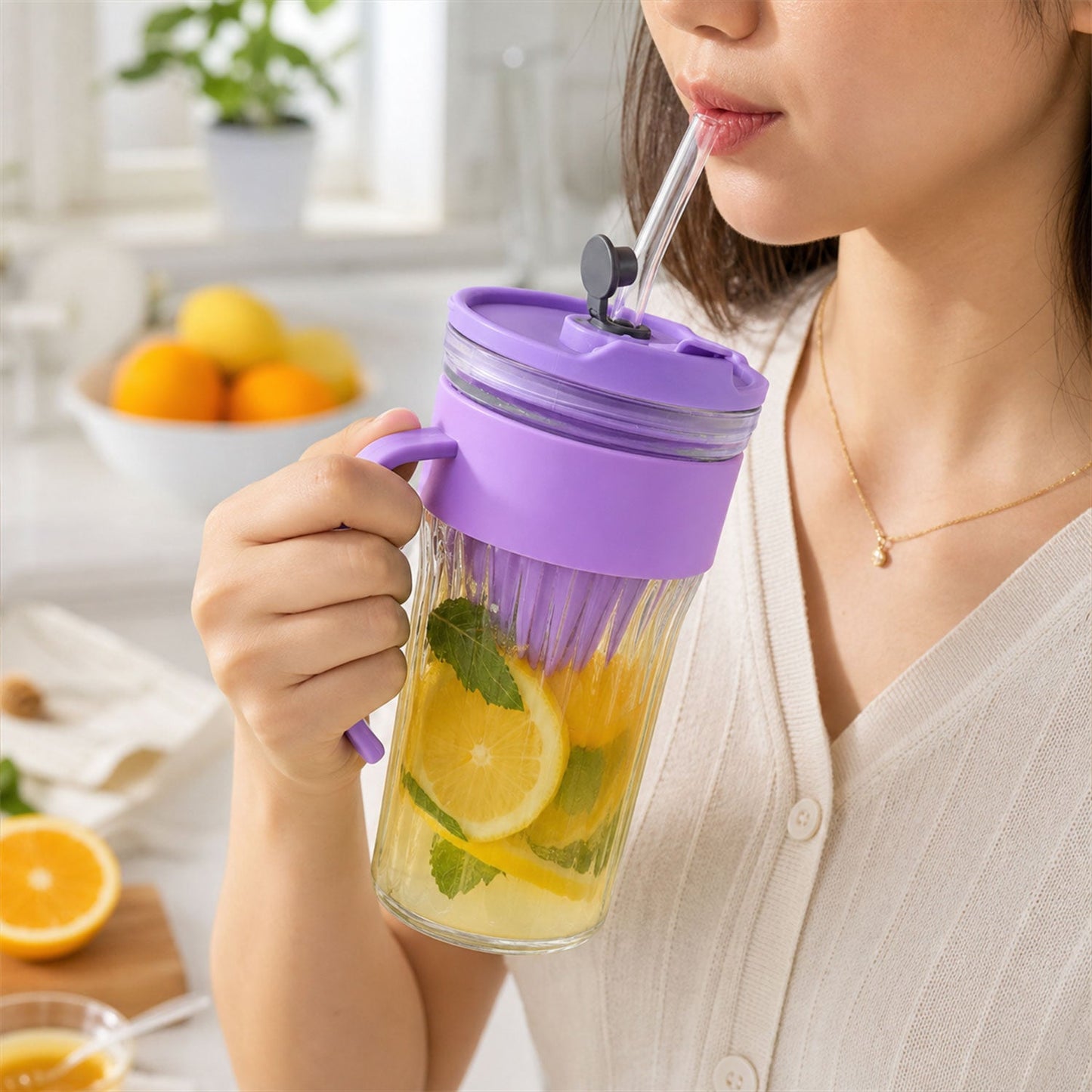 Glass tumbler drinking use