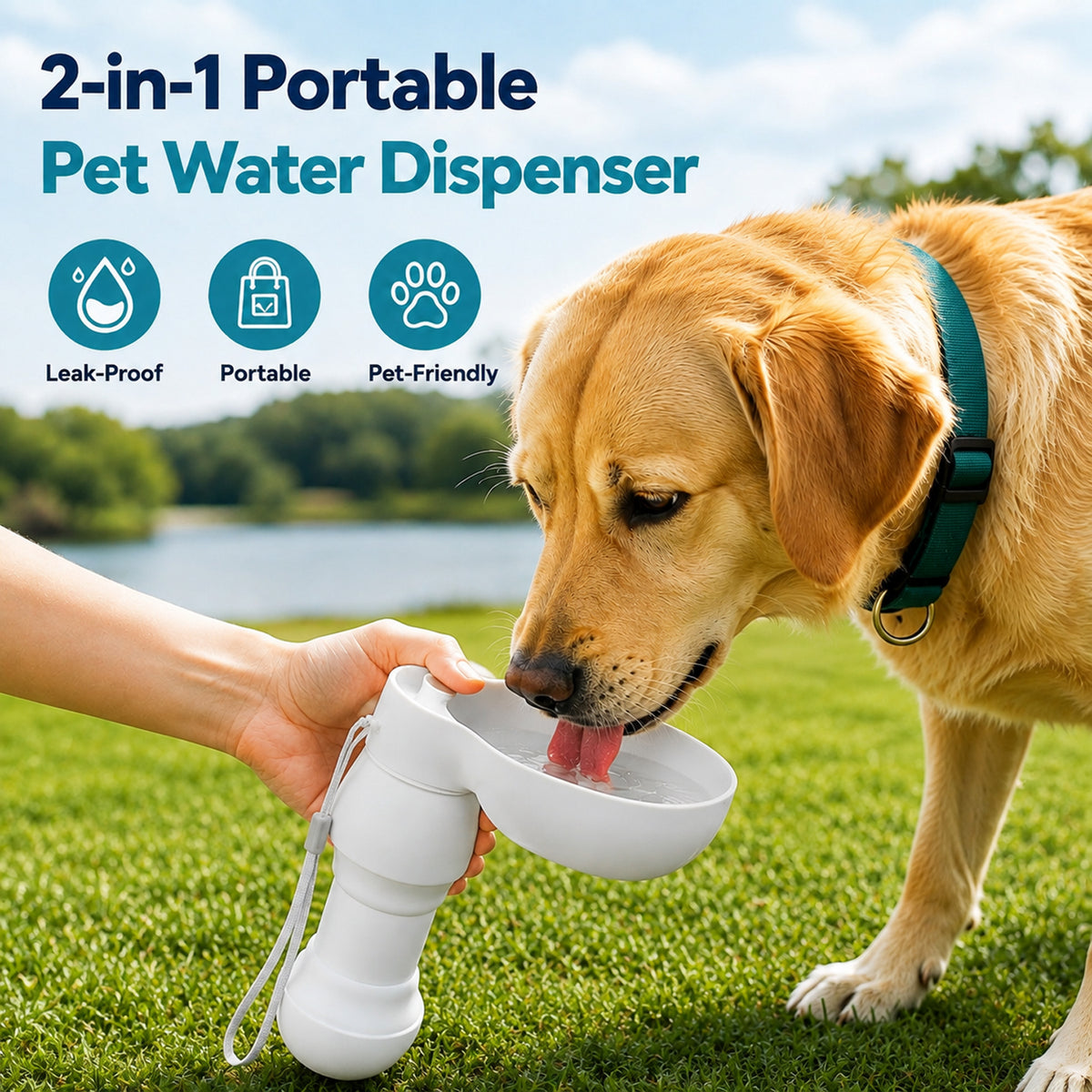 Two in one portable pet water dispenser
