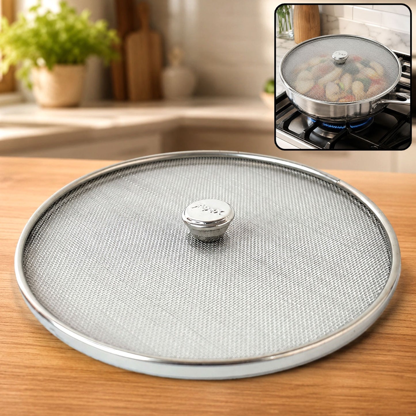 Stainless Steel Mesh Splatter Guard – Safe & Mess-Free Frying