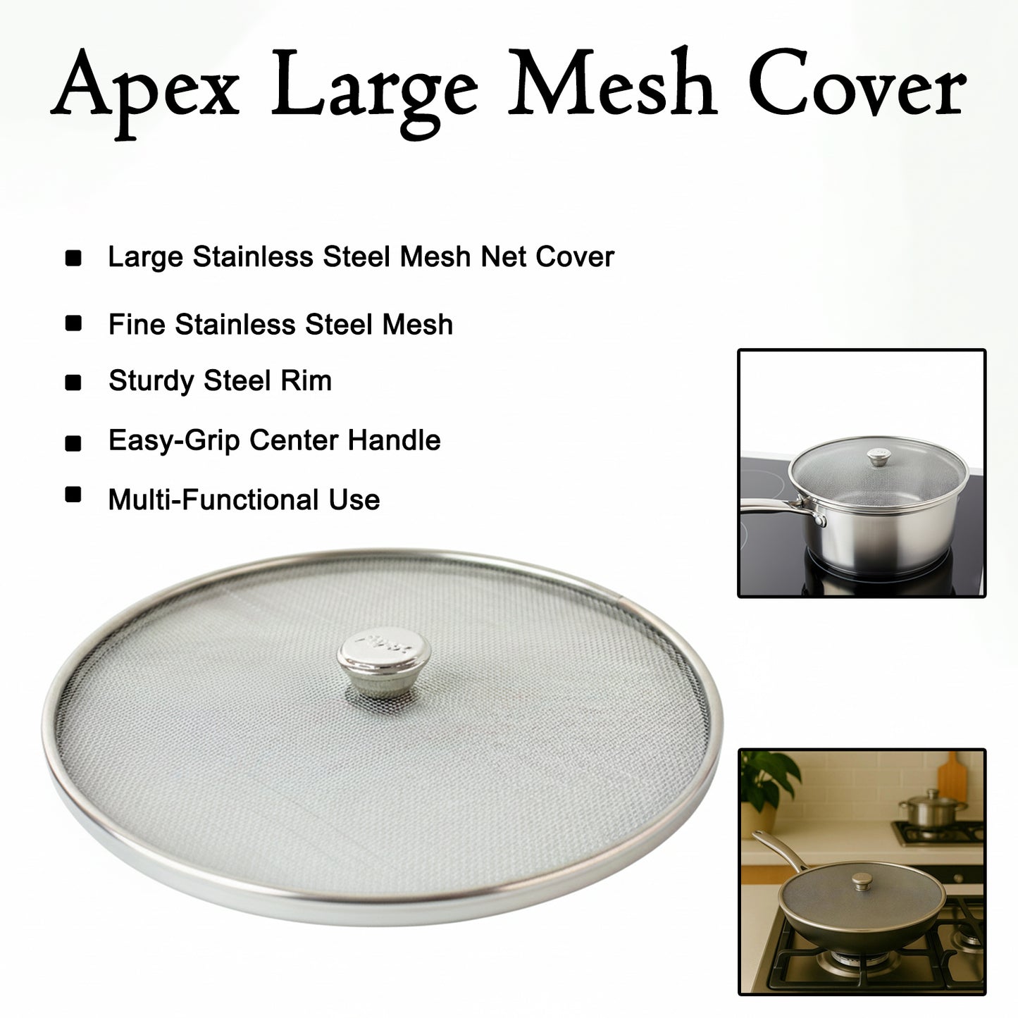 Apex Large Stainless Steel Mesh Net Cover for Cooking (1 Pc)