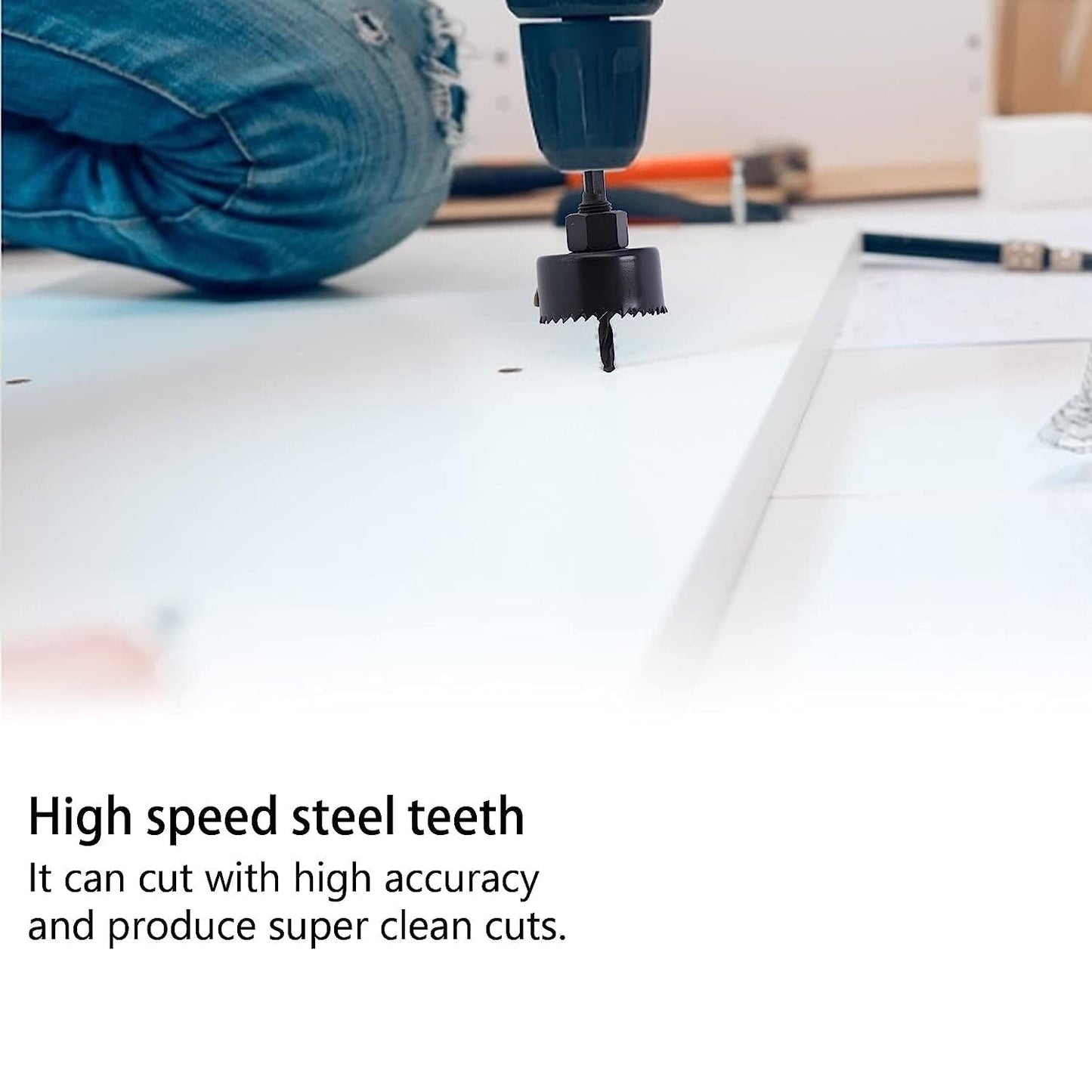 7576 ડ્રિલ હોલ કટર, પીસીવી કાપવા માટે કાર્બન સ્ટીલ ઉચ્ચ ચોકસાઈવાળા છિદ્રો કાપવા માટે પ્લાસ્ટિક કાપવા માટે લાકડાના છિદ્ર સો કીટ (18 પીસી સેટ)