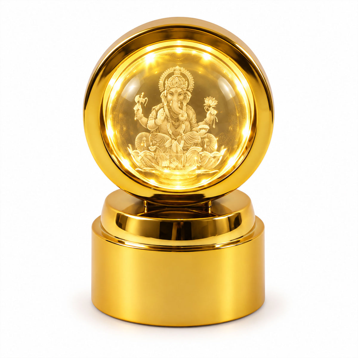 Ganpati Bapa 3D Crystal Ball LED Night Light – Divine Spiritual Glow