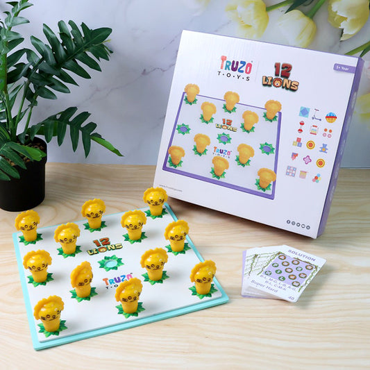 12 Lions by Truzo Toys – Educational Ring-Toss Board Game for Kids | 40 Challenge Cards, Develops Motor Skills & Counting
