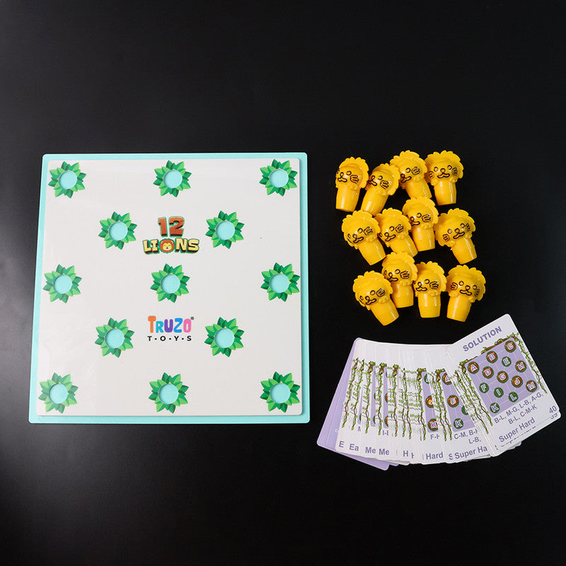 12 Lions by Truzo Toys – Educational Ring-Toss Board Game for Kids | 40 Challenge Cards, Develops Motor Skills & Counting