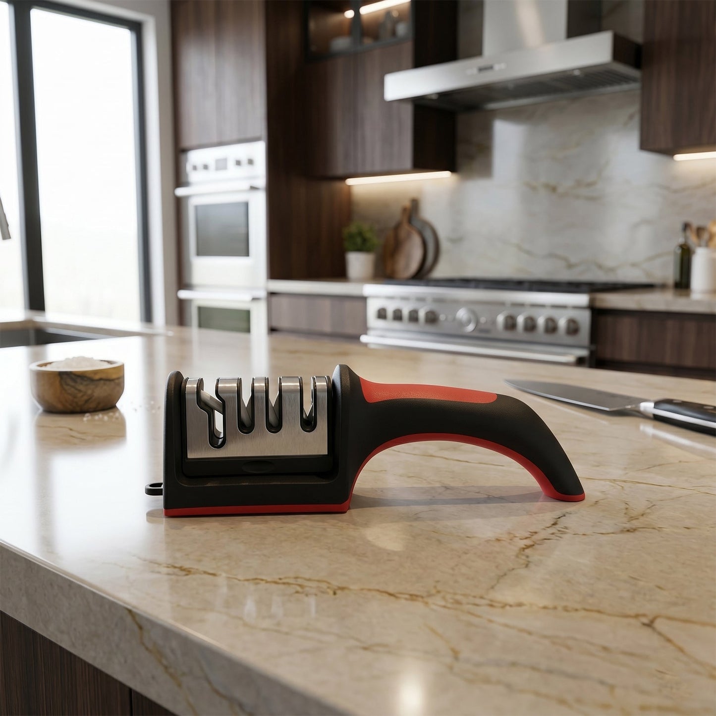 4 Stage Knife Sharpener Manual Kitchen Sharpening Tool with Non-Slip Base (1 Pc)