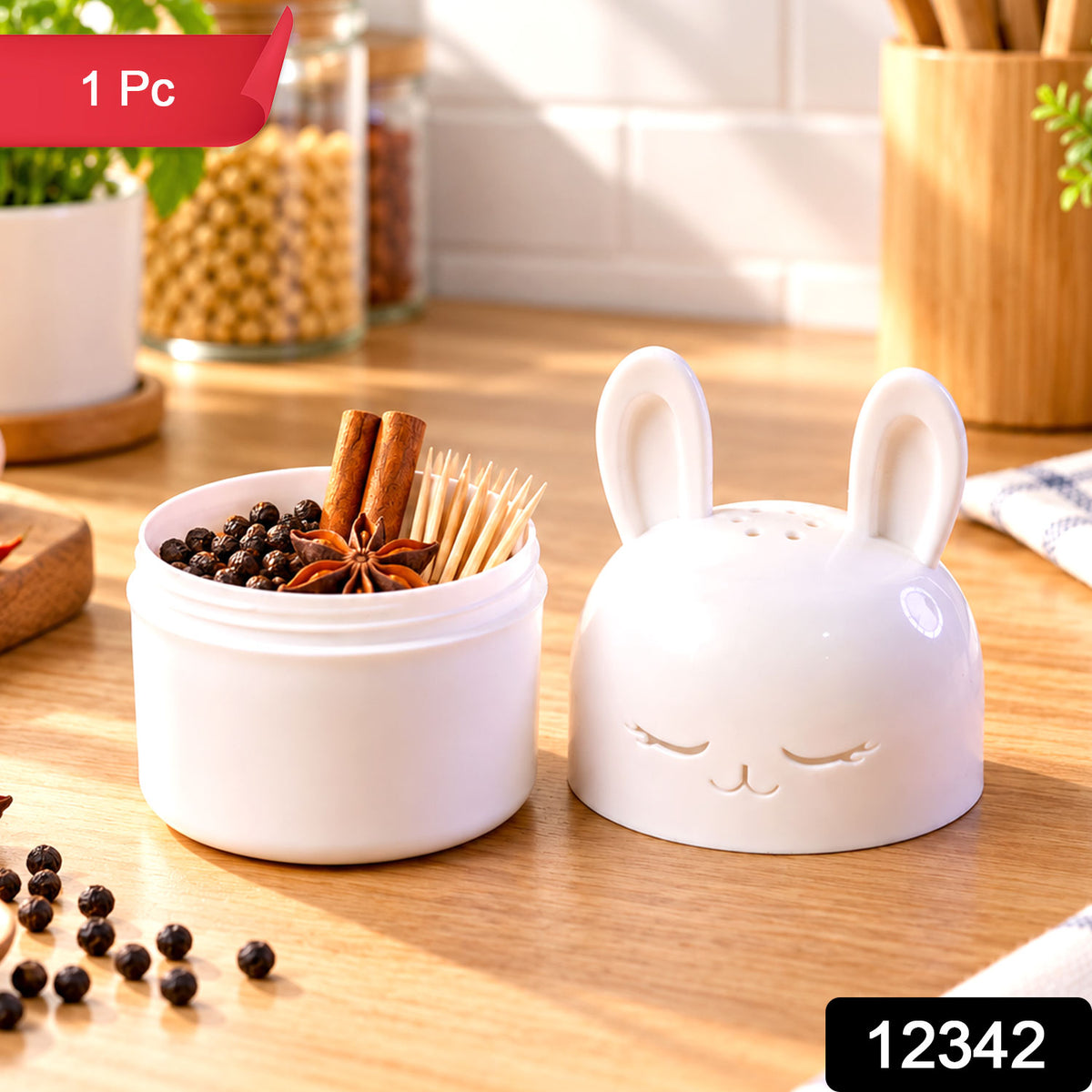 Cute Bunny Kitchen Container for Tea Bags, Spices and Small Items (1 Pc)