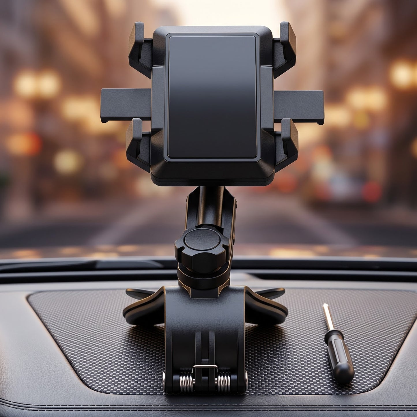 Adjustable dashboard mobile holder front view