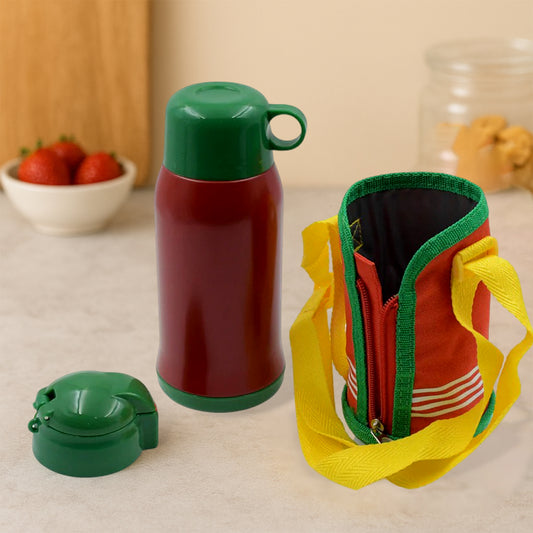 12544 પ્રીમિયમ સ્ટેનલેસ સ્ટીલ ઇન્સ્યુલેટેડ સિપર બોટલ પ્રિન્ટ વોટર ફ્લાસ્ક કાર્ટૂન વેક્યુમ બાળકો માટે હોટ કોલ્ડ / પોપ અપ સ્ટ્રો સાથે બાળકો માટે ટ્રાવેલિંગ વોટર બોટલ, ઓફિસ/જીમ/સ્કૂલ માટે સ્ટ્રો અને બોટલ ઝિપ કવર સાથે ડબલ વોલ થર્મોસ (550 ML)