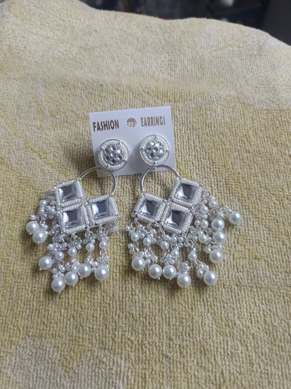 White Plated Kundan Pearl Chandbali Earrings for Women & Girls | Traditional Designer Ethnic Earrings