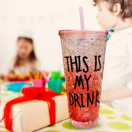 प्लास्टिक क्रिएटिव कोल्ड ड्रिंक कप, ढक्कन और स्ट्रॉ के साथ पुन: प्रयोज्य चाय कॉफी टम्बलर, डबल वॉल प्लास्टिक ड्रिंकिंग स्पोर्ट बोतल, ट्रैवल टम्बलर