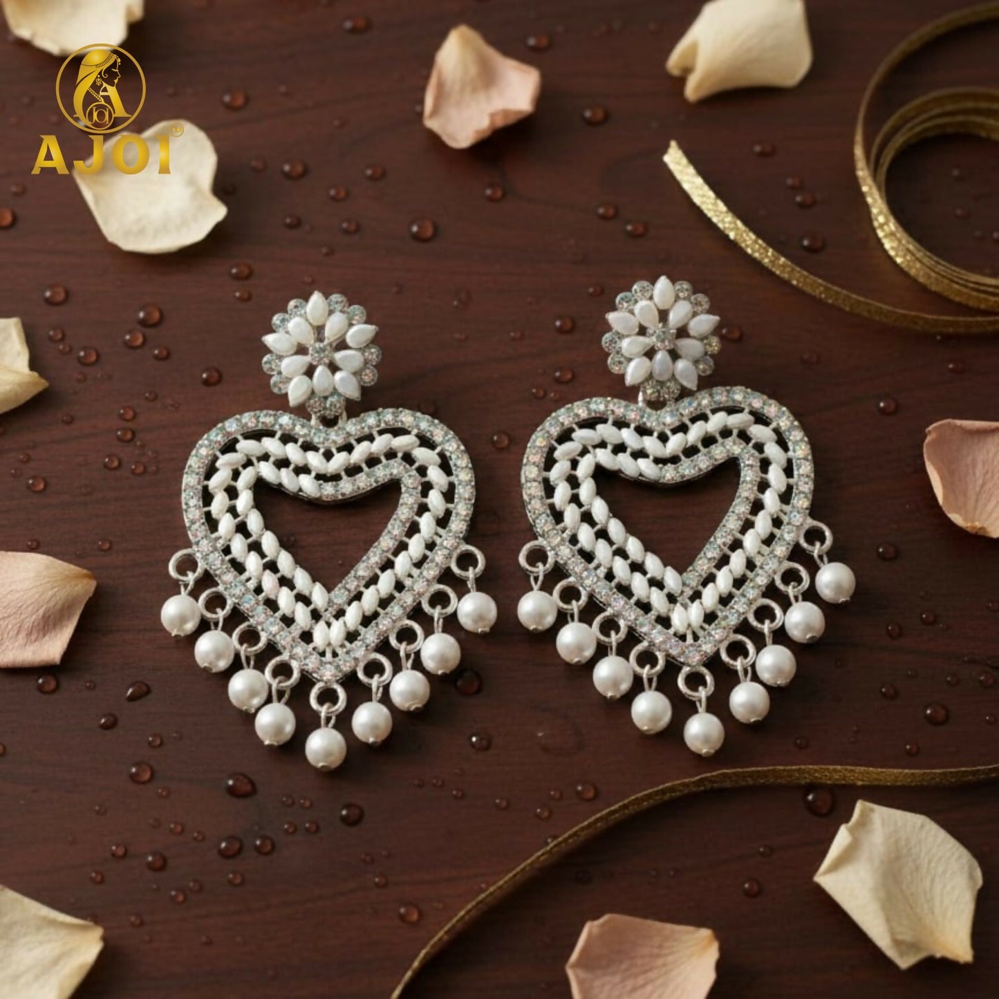 Heart-Shaped Pearl Drop Earrings For Women And Girls